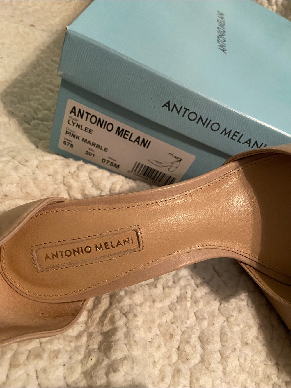 ANTONIO MELANI Pink Marble Block Heel Ankle Strap Pumps - Picture 16 of 16